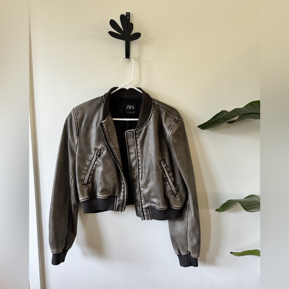 zara faux leather bomber jacket